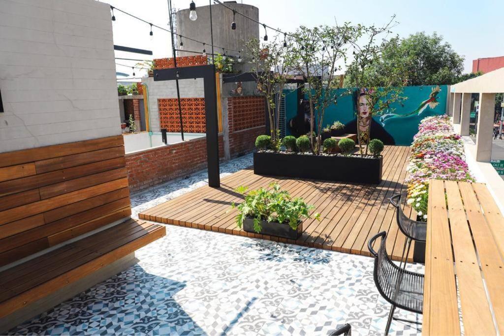 New Mex Inspired Bo-Ho Chic Apartment With Private Patio And Roof Terrace Мексико Сити Екстериор снимка