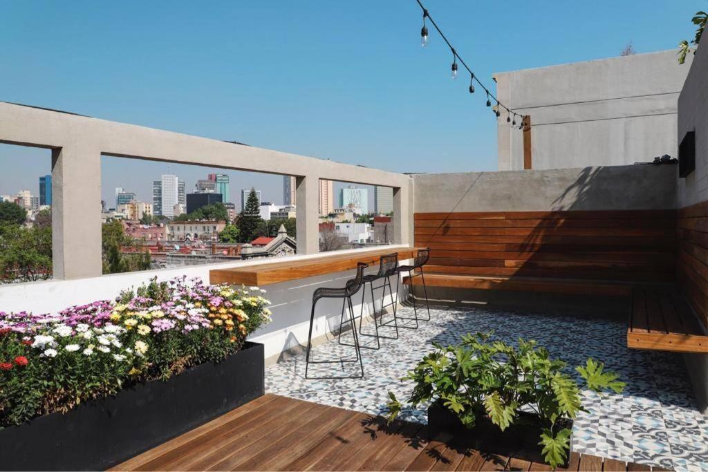 New Mex Inspired Bo-Ho Chic Apartment With Private Patio And Roof Terrace Мексико Сити Екстериор снимка